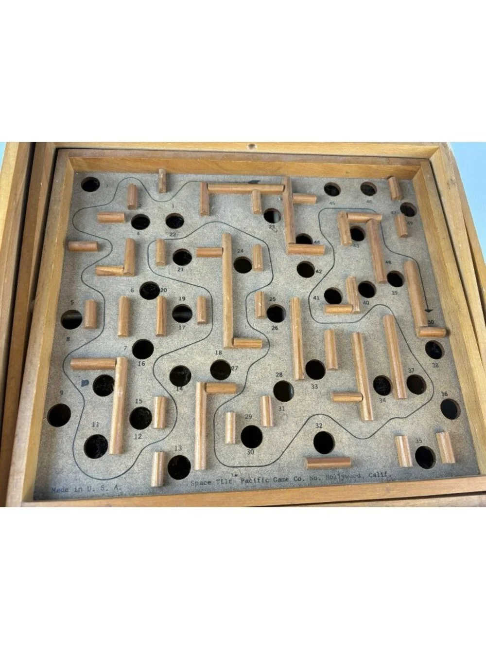 Vintage Wooden Labyrinth Space Tilt Maze Game By Pacific Game Co